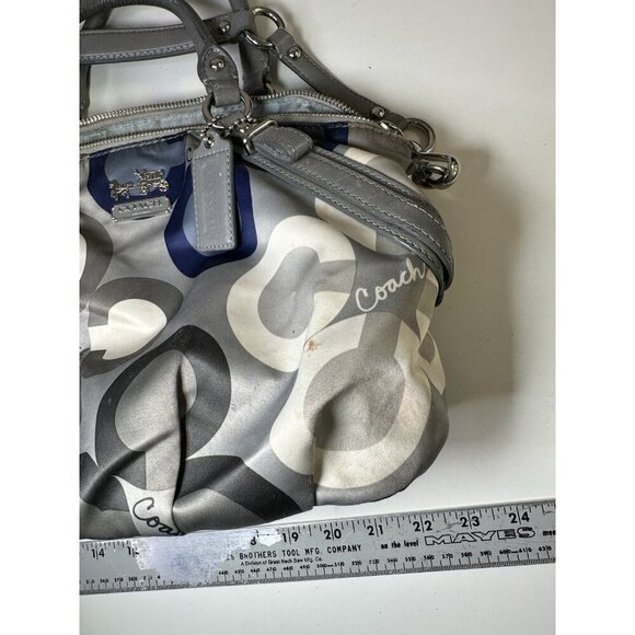 Coach Madison Sophia Blue Multicolored Sateen Satchel Bag 2010 Top Strap Charm - Picture 7 of 12